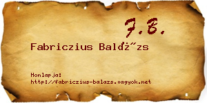 Fabriczius Balázs névjegykártya